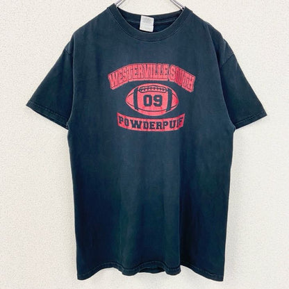 古着 used　GILDAN　ギルダン　半袖クルーネックTシャツ　バックプリント　フットボール　黒　ブラック　Mサイズ