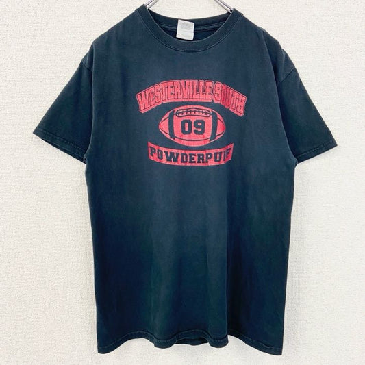 古着 used　GILDAN　ギルダン　半袖クルーネックTシャツ　バックプリント　フットボール　黒　ブラック　Mサイズ