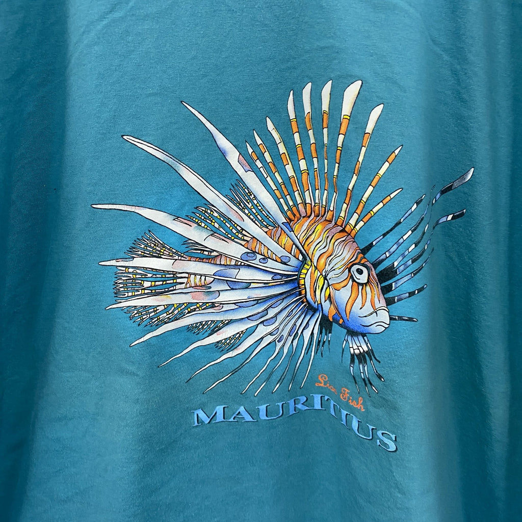 ～00s　WAIKIKI　半袖プリントTシャツ　ヴィンテージ　スーベニア　魚　青　ブルー　2XLサイズ