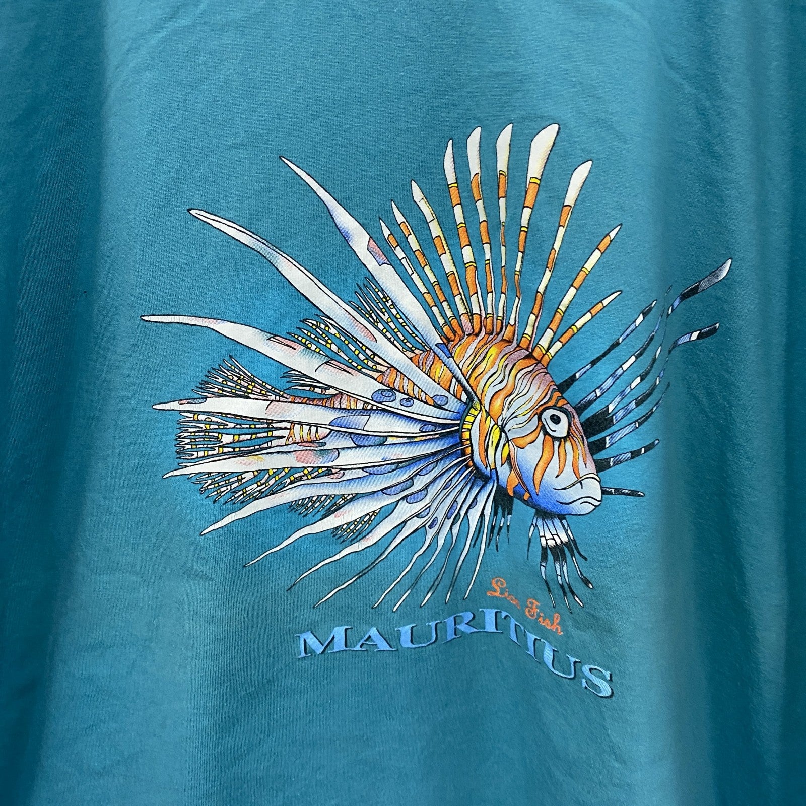 ～00s　WAIKIKI　半袖プリントTシャツ　ヴィンテージ　スーベニア　魚　青　ブルー　2XLサイズ