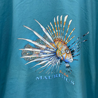 ～00s　WAIKIKI　半袖プリントTシャツ　ヴィンテージ　スーベニア　魚　青　ブルー　2XLサイズ