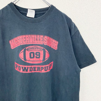 古着 used　GILDAN　ギルダン　半袖クルーネックTシャツ　バックプリント　フットボール　黒　ブラック　Mサイズ