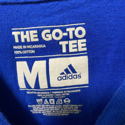 古着 used　Adidas　アディダス　半袖クルーネックデザインプリントTシャツ　青　GOLDEN WARRIORS　Mサイズ