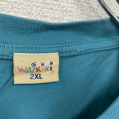 ～00s　WAIKIKI　半袖プリントTシャツ　ヴィンテージ　スーベニア　魚　青　ブルー　2XLサイズ