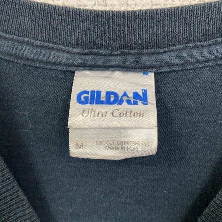 古着 used　GILDAN　ギルダン　半袖クルーネックTシャツ　バックプリント　フットボール　黒　ブラック　Mサイズ