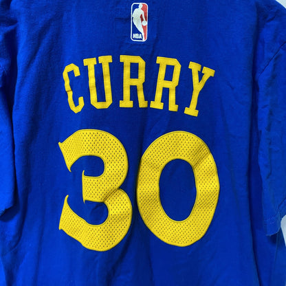 古着 used　Adidas　アディダス　半袖クルーネックデザインプリントTシャツ　青　GOLDEN WARRIORS　Mサイズ