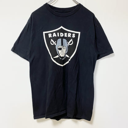 古着 used　PROLINE　NFL　RAIDERS　半袖オフィシャルプリントTシャツ　クルーネック　黒　ブラック　Mサイズ
