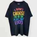 古着 used　SPENCER’S　半袖英字プリントデザインTシャツ　クルーネック　黒　ブラック　春夏服　XLサイズ