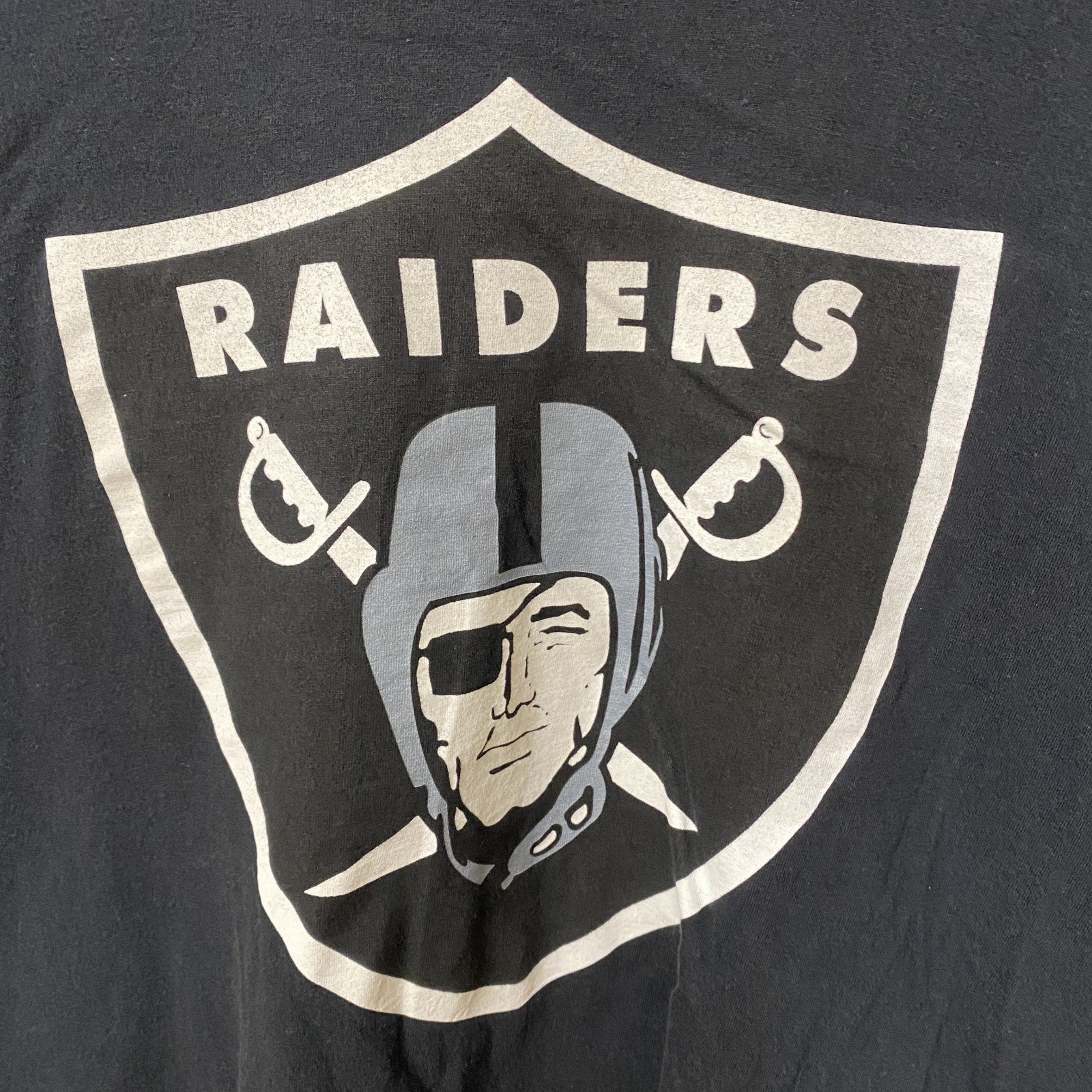 古着 used　PROLINE　NFL　RAIDERS　半袖オフィシャルプリントTシャツ　クルーネック　黒　ブラック　Mサイズ