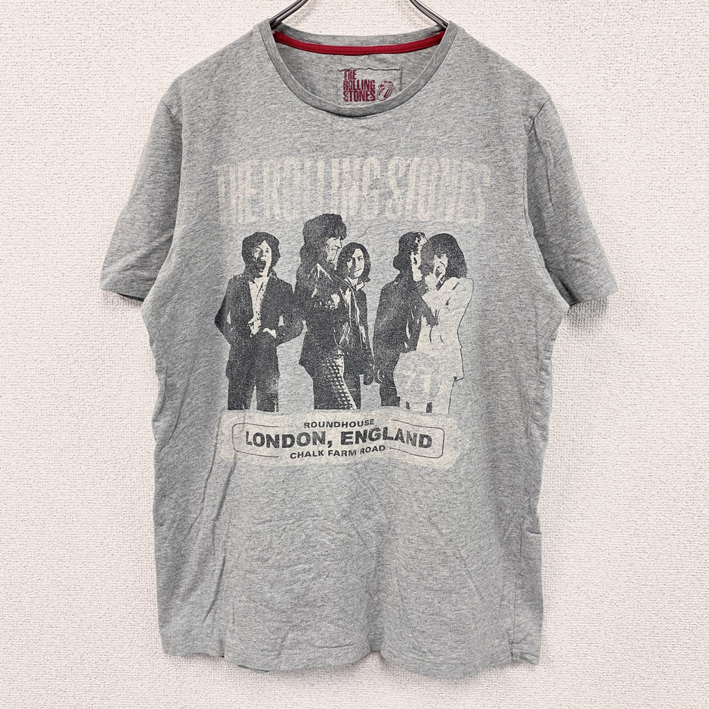 ローリングストーンズ　半袖バンドプリントTシャツ　音楽　ロック　灰色　グレー　Lサイズ