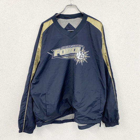 90s　Holloway　ホロウェイ　プルオーバージャケット　Vネック　野球　スポーツ　ヴィンテージ　紺　ネイビー　XLサイズ