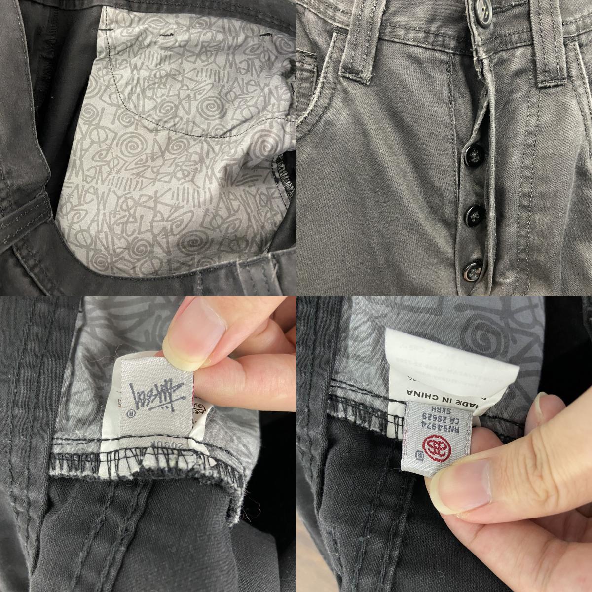 STUSSY　ステューシー　カーゴパンツ　チノパン　ボタンフライ　黒　ブラック　34サイズ