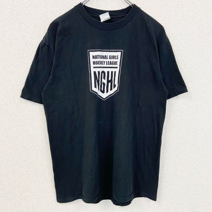 古着 used　PORT&COMPANY　半袖プリントクルーネックTシャツ　NGHL　ホッケー　スポーツ　黒　ブラック　Mサイズ