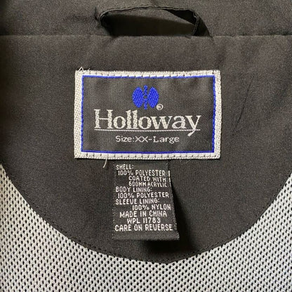 古着 used　Holloway　長袖ハーフジップナイロンジャケット　ワンポイント刺繍　ハイネック　バスケ　黒　2XLサイズ
