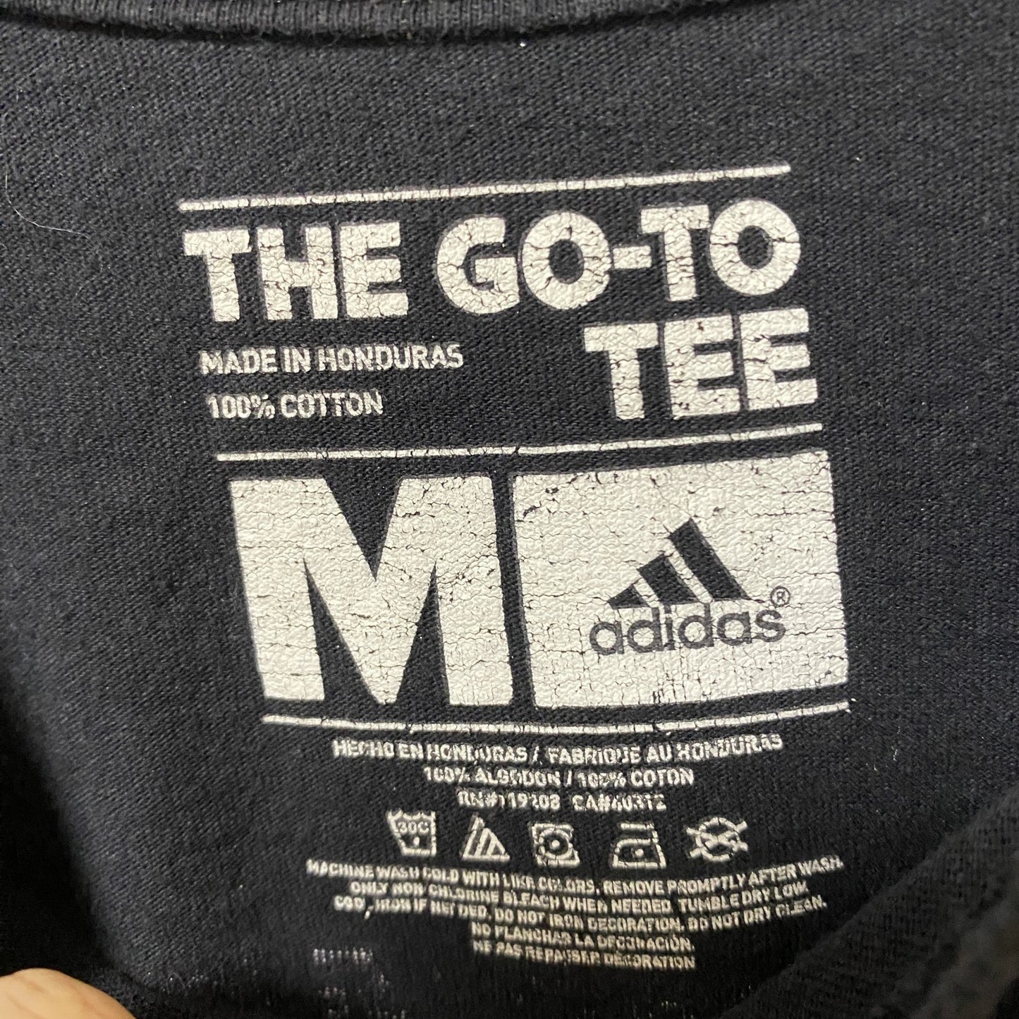 古着 used　Adidas　アディダス　半袖クルーネックデザインプリントTシャツ　黒　Texas　バレーボール　Mサイズ