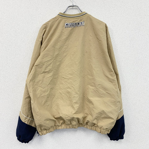 90s　58 SPORTS　プルオーバージャケット　カレッジロゴ　ワッペン　ヴィンテージ　ベージュ　XLサイズ