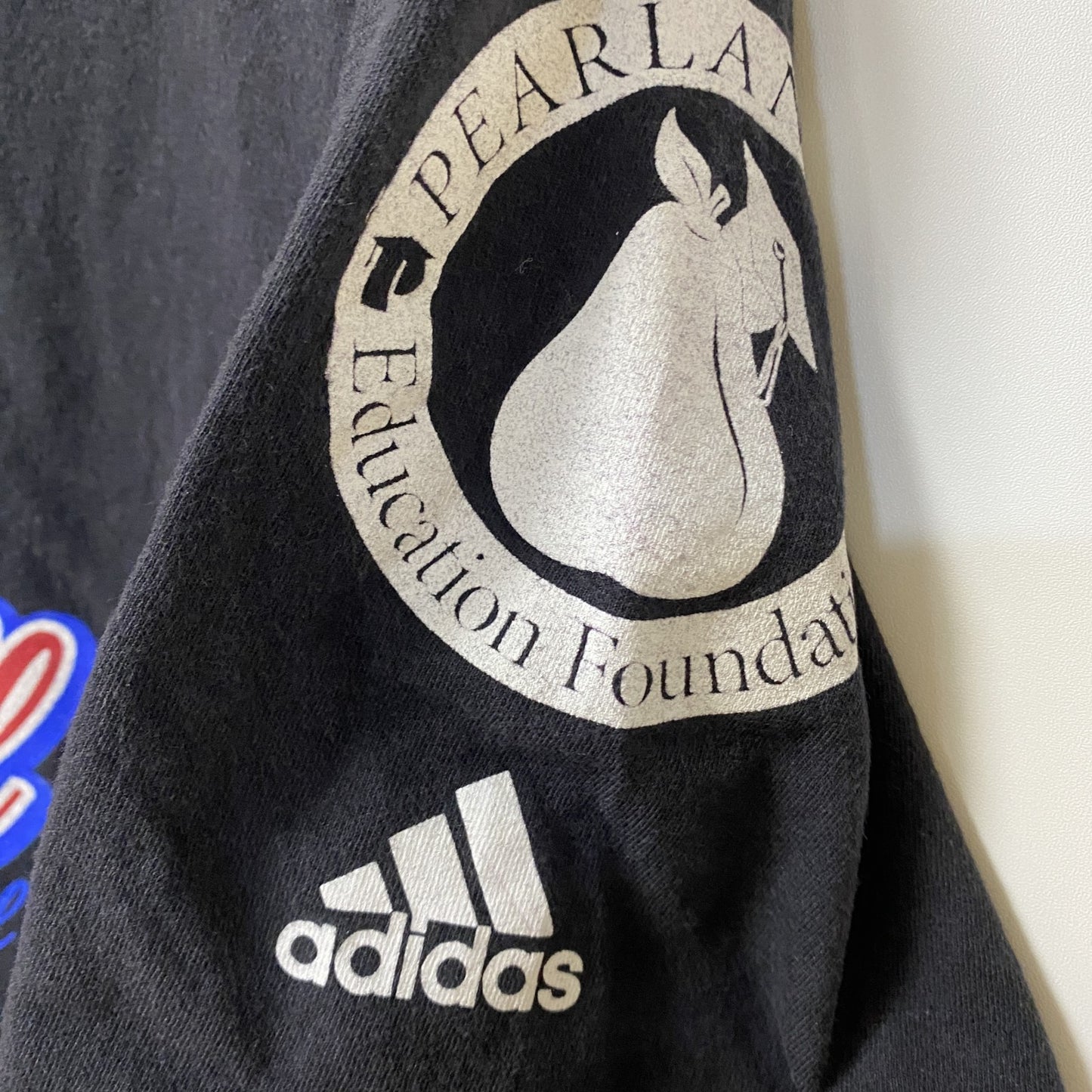 古着 used　Adidas　アディダス　半袖クルーネックデザインプリントTシャツ　黒　Texas　バレーボール　Mサイズ