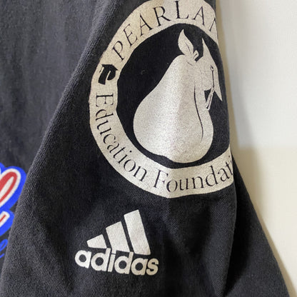 古着 used　Adidas　アディダス　半袖クルーネックデザインプリントTシャツ　黒　Texas　バレーボール　Mサイズ