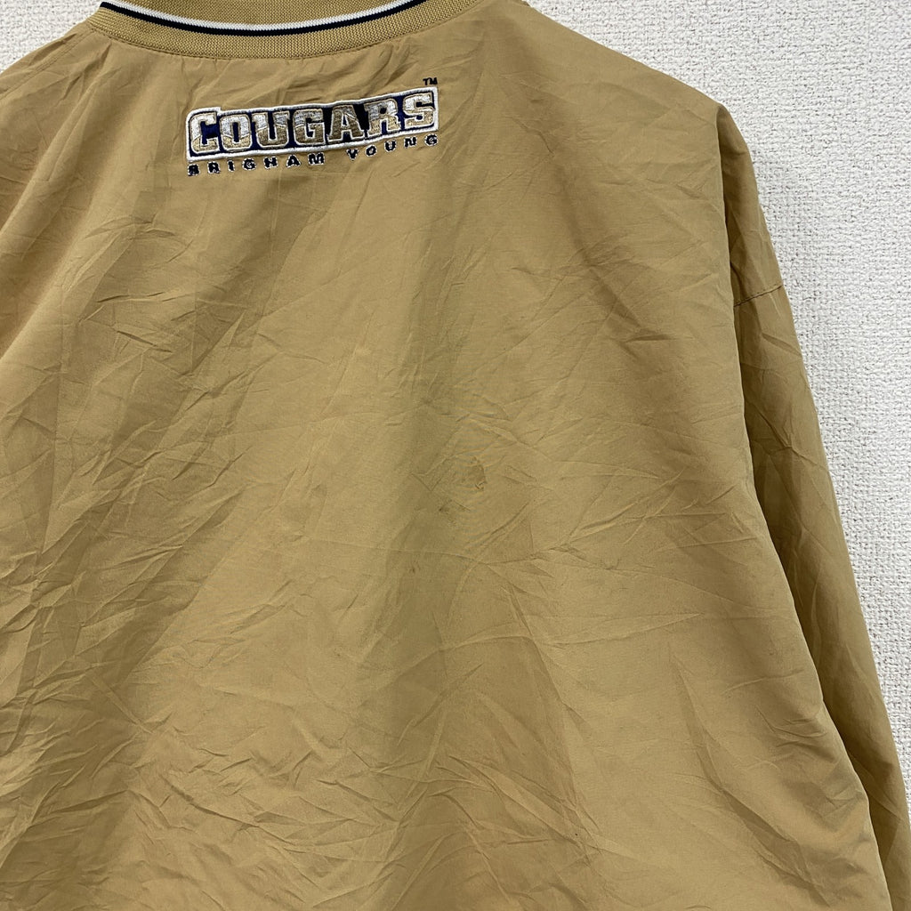 90s　58 SPORTS　プルオーバージャケット　カレッジロゴ　ワッペン　ヴィンテージ　ベージュ　XLサイズ