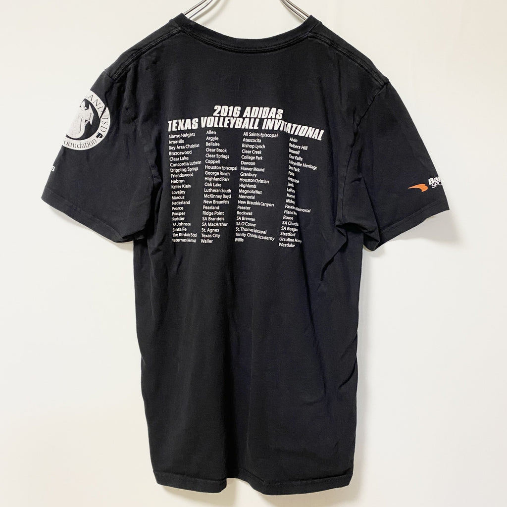 古着 used　Adidas　アディダス　半袖クルーネックデザインプリントTシャツ　黒　Texas　バレーボール　Mサイズ
