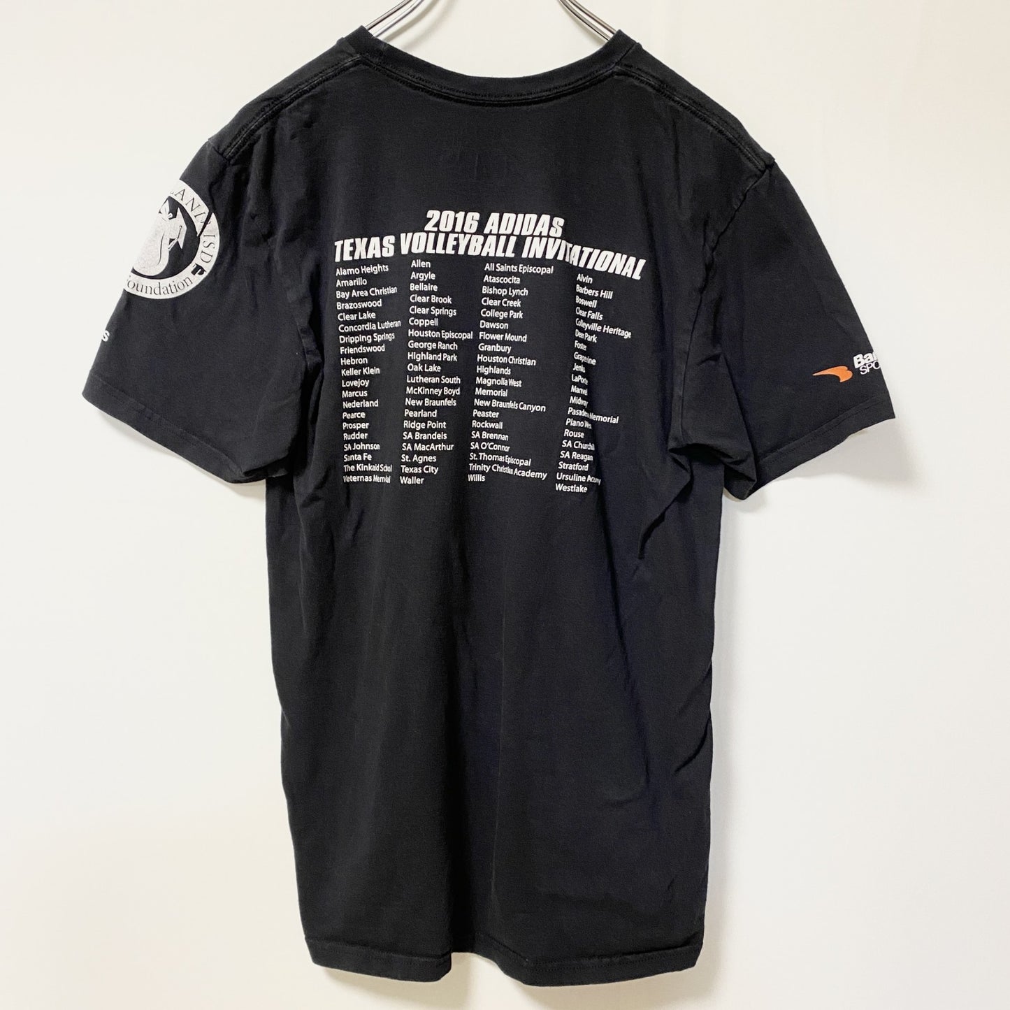 古着 used　Adidas　アディダス　半袖クルーネックデザインプリントTシャツ　黒　Texas　バレーボール　Mサイズ