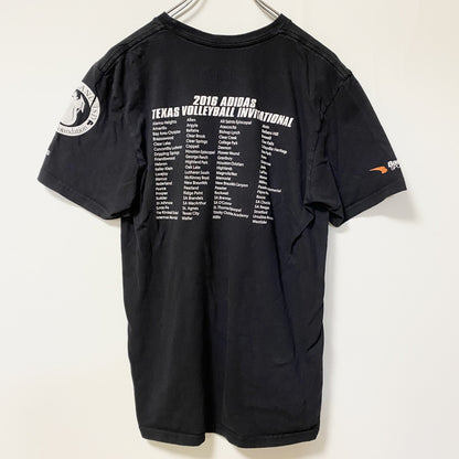 古着 used　Adidas　アディダス　半袖クルーネックデザインプリントTシャツ　黒　Texas　バレーボール　Mサイズ