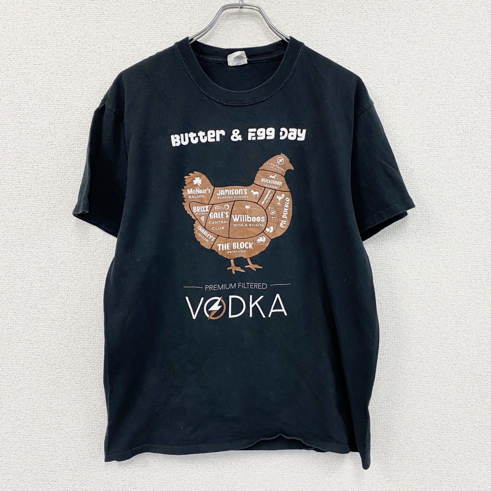 00s　PORT&COMPANY　半袖プリントTシャツ　アニマルT　ニワトリ　ヴィンテージ　黒　ブラック　Lサイズ