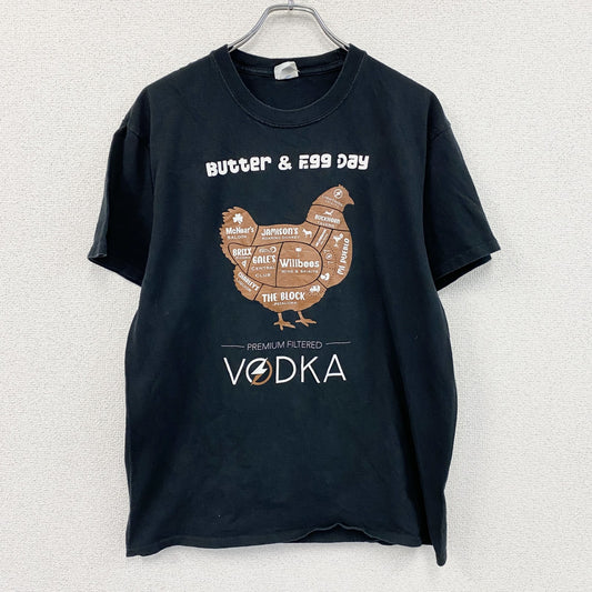 00s　PORT&COMPANY　半袖プリントTシャツ　アニマルT　ニワトリ　ヴィンテージ　黒　ブラック　Lサイズ