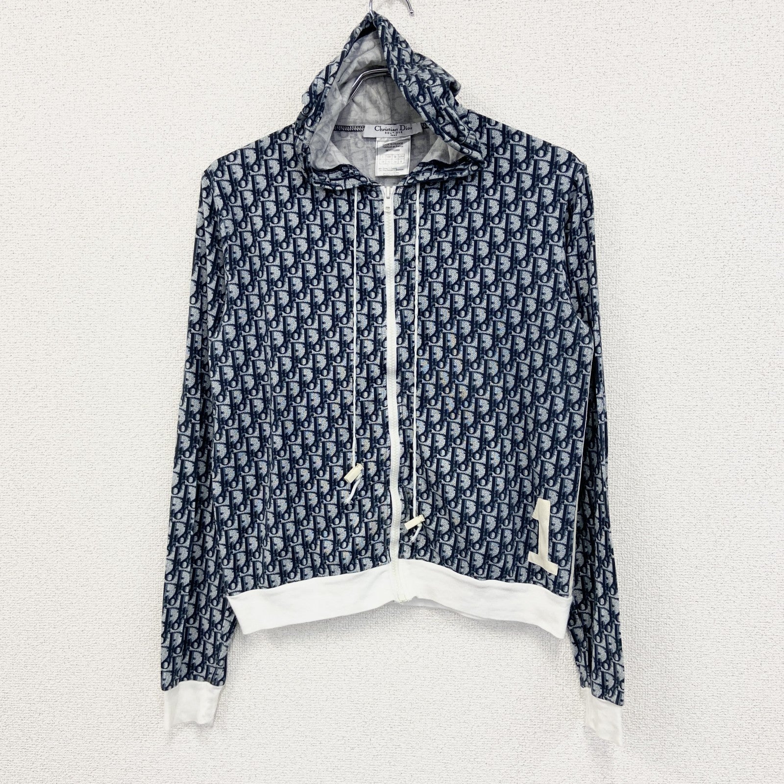 Christian Dior　クリスチャンディオール　トロッター柄　フルジップスウェットパーカー/フーディー　ネイビー　38サイズ
