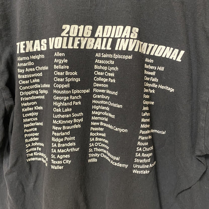 古着 used　Adidas　アディダス　半袖クルーネックデザインプリントTシャツ　黒　Texas　バレーボール　Mサイズ