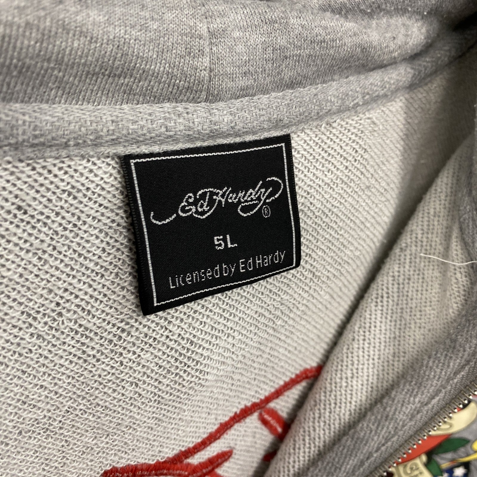 Ed Hardy　エドハーディー　フルジップパーカー/フーディー　グレー　5Lサイズ