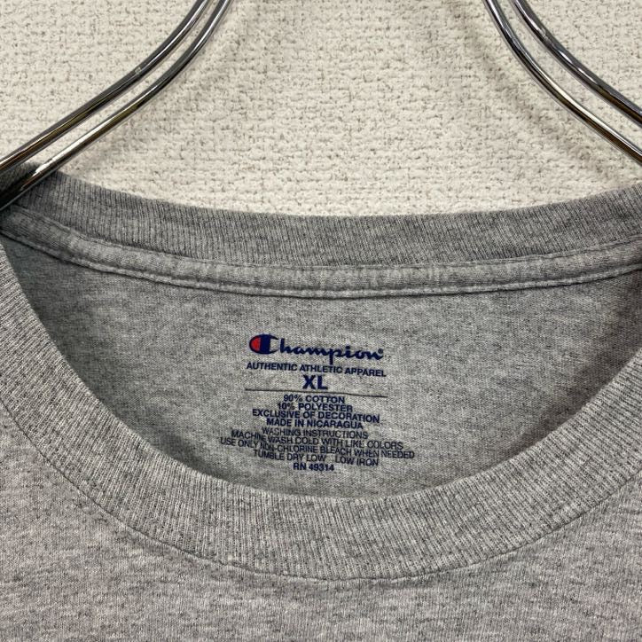 champion　チャンピオン　半袖プリントTシャツ　カレッジ　灰色　グレー　XLサイズ