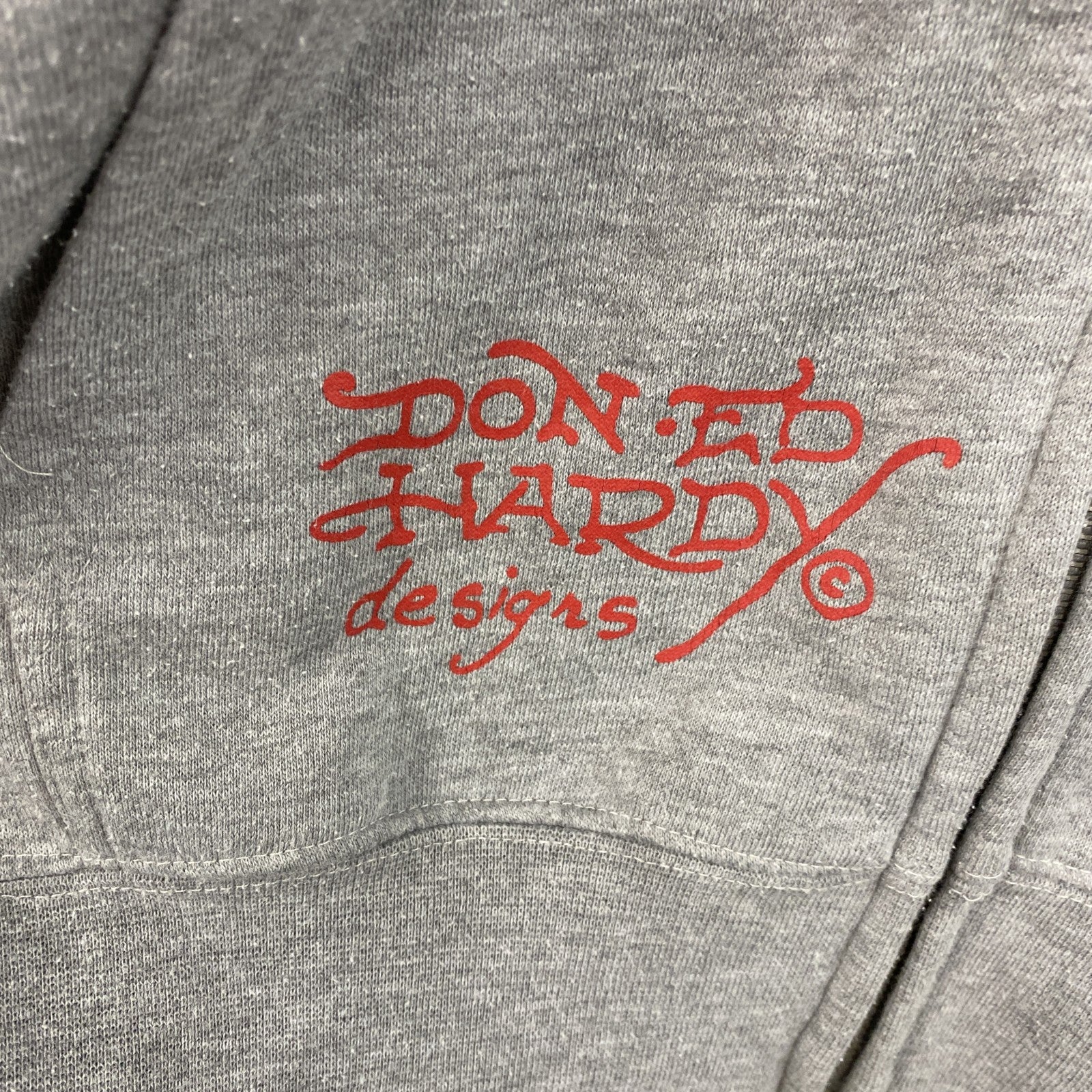 Ed Hardy　エドハーディー　フルジップパーカー/フーディー　グレー　5Lサイズ