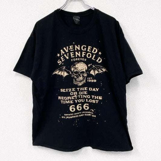 AVENGRD SEVERNFOLD　半袖プリントTシャツ　アーチプリント　スカル　骸骨　ドクロ　黒　ブラック　XXLサイズ