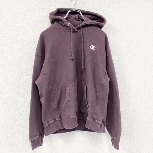 Champion　チャンピオン　リバースウィーブ　スウェットパーカー/フーディー　刺繍ロゴ　現行　深紫　ディープパープル　Lサイズ