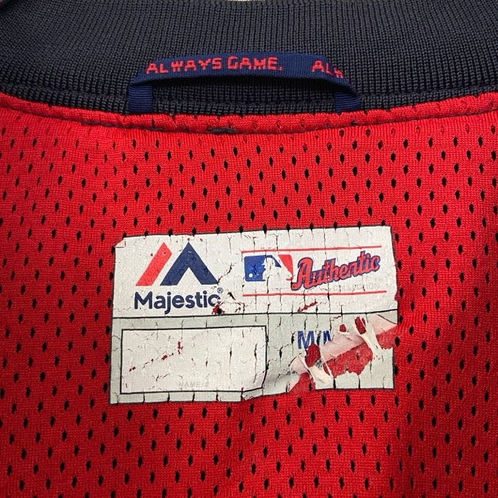 古着 used　Majestic　マジェスティック　半袖ハーフジップナイロンジャケット　ワッペン刺繍　ネイビー　Mサイズ