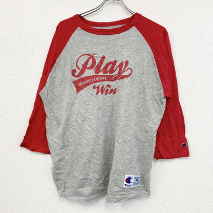 Champion　チャンピオン　七分袖Tシャツ　ラグランスリーブ　バイカラー　赤　グレー　XLサイズ