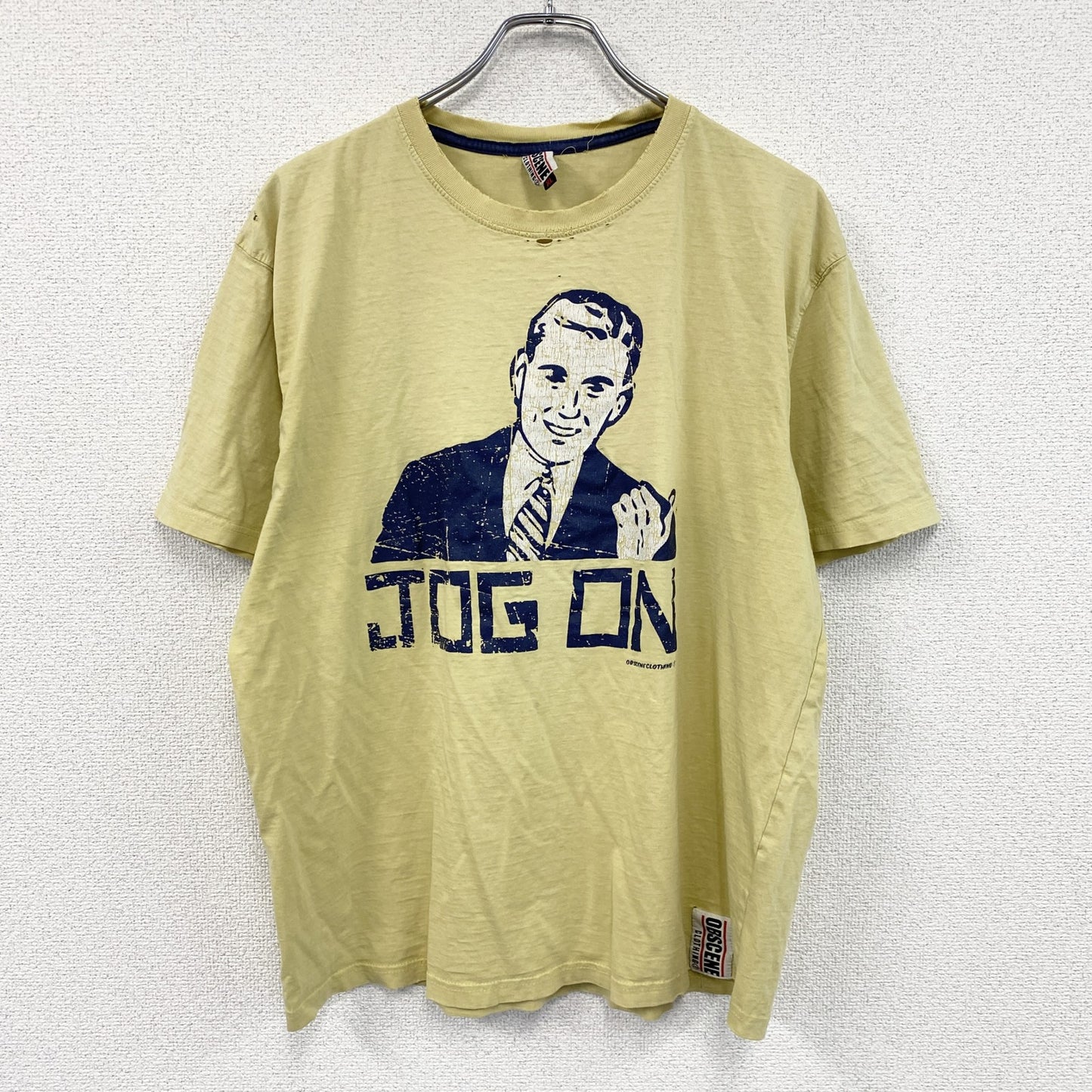 OBSCENE CLOTHING　半袖プリントTシャツ　人物T　フェード　黄色　イエロー　XLサイズ