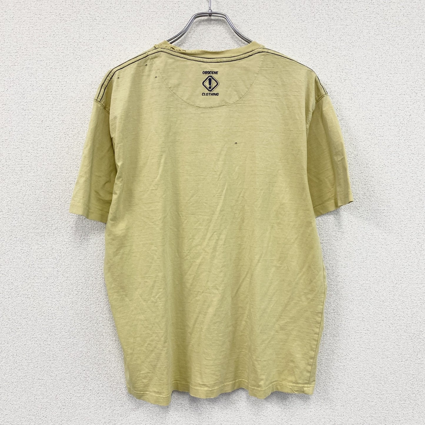 OBSCENE CLOTHING　半袖プリントTシャツ　人物T　フェード　黄色　イエロー　XLサイズ