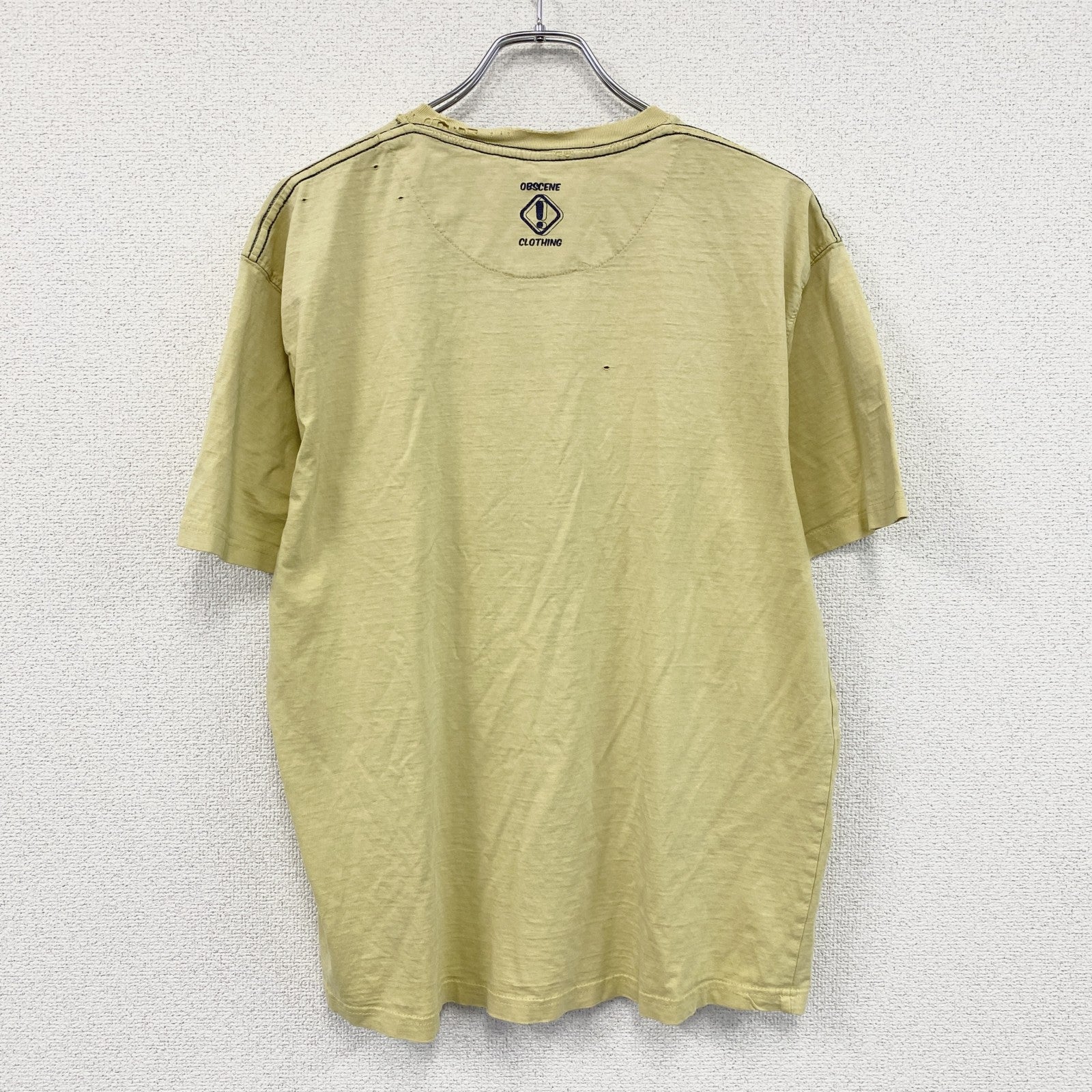 OBSCENE CLOTHING　半袖プリントTシャツ　人物T　フェード　黄色　イエロー　XLサイズ
