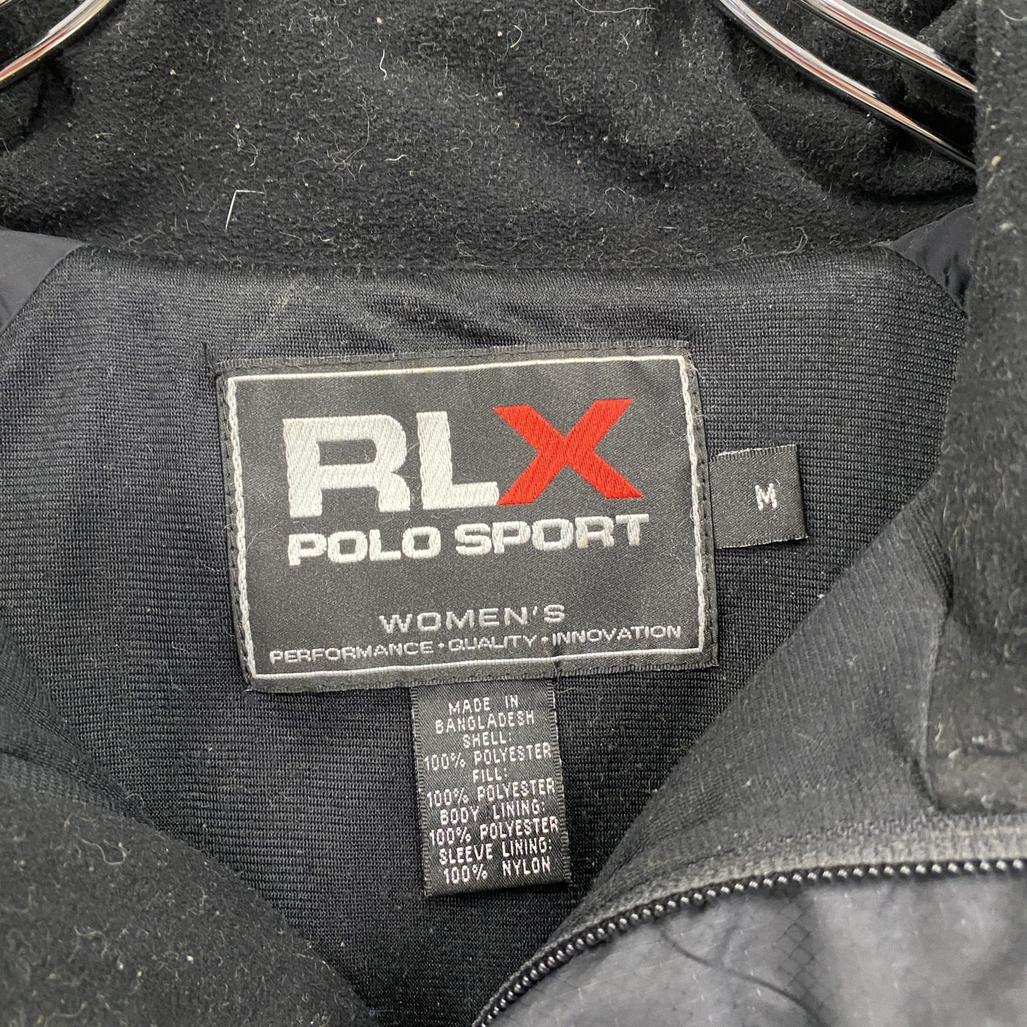 90s～　POLO SPORT RLX 　ポロスポーツレックス　フルジップジャケット　中綿入り　黒　ブラック　Mサイズ