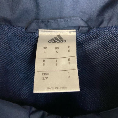 古着 used　adidas　アディダス　長袖ハーフジップナイロンジャケット　ワンポイントプリント　ハイネック　ラグビー　ネイビー