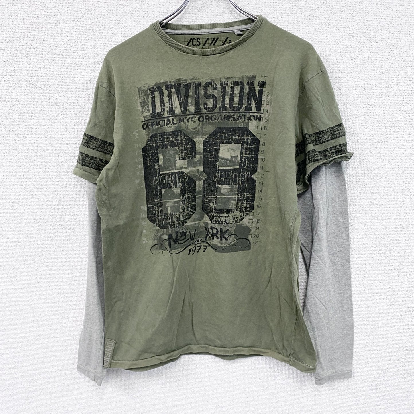 CS ACTIVE　長袖Tシャツ/ロンT　レイヤードデザイン　緑　グリーン　Lサイズ
