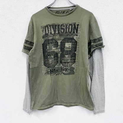 CS ACTIVE　長袖Tシャツ/ロンT　レイヤードデザイン　緑　グリーン　Lサイズ