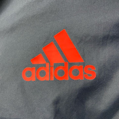 古着 used　adidas　アディダス　長袖ハーフジップナイロンジャケット　ワンポイントプリント　ハイネック　ラグビー　ネイビー