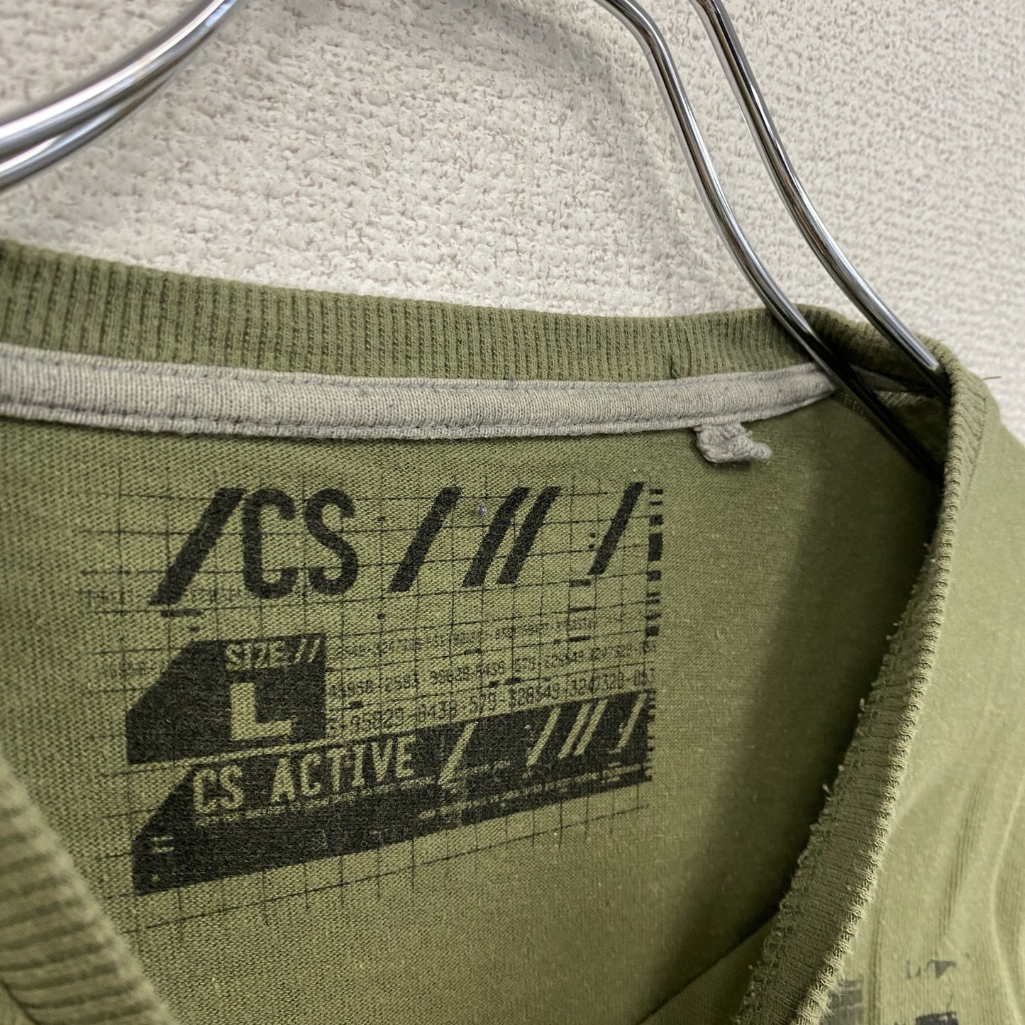 CS ACTIVE　長袖Tシャツ/ロンT　レイヤードデザイン　緑　グリーン　Lサイズ