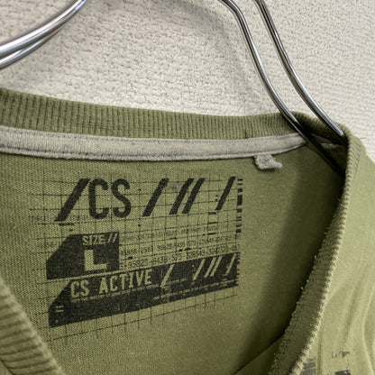 CS ACTIVE　長袖Tシャツ/ロンT　レイヤードデザイン　緑　グリーン　Lサイズ