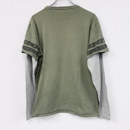 CS ACTIVE　長袖Tシャツ/ロンT　レイヤードデザイン　緑　グリーン　Lサイズ