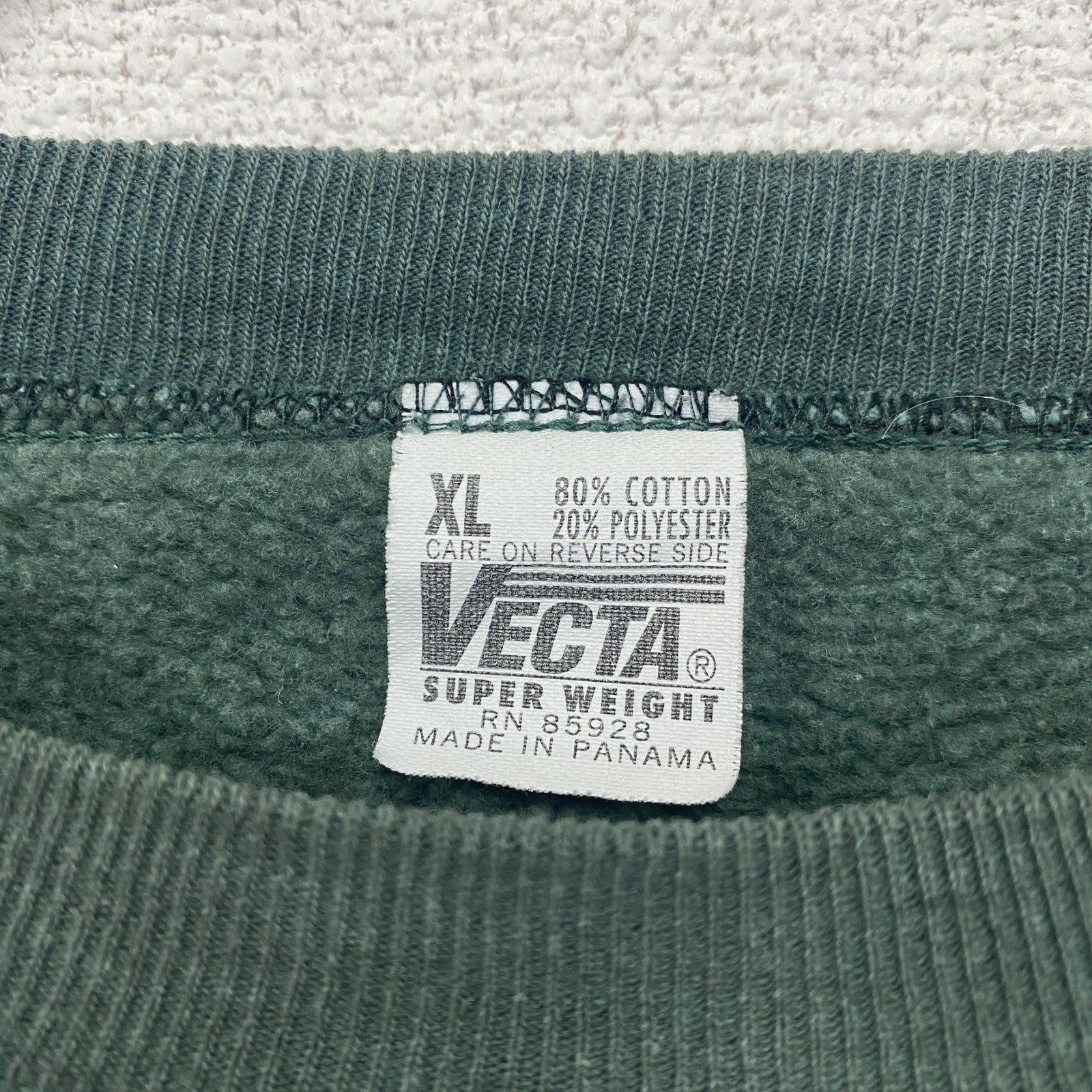 90s　VECTA　スウェット/トレーナー　アーチプリント　フェード　ヴィンテージ　緑　グリーン　XLサイズ