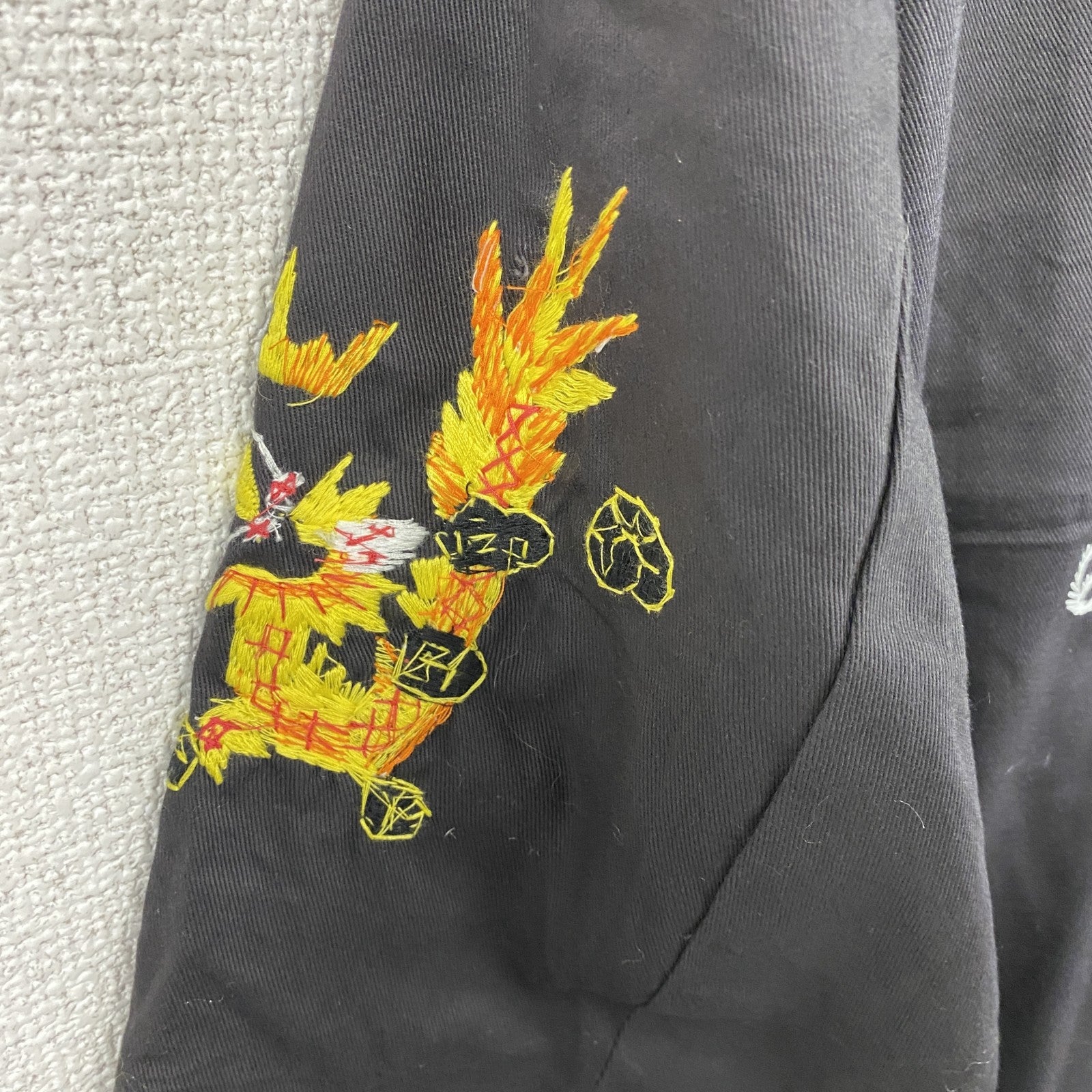 ベトジャン　ベトナムジャケット　スーベニアジャケット　ブルゾン　レプリカ　リメイク　刺繍　黒　ブラック